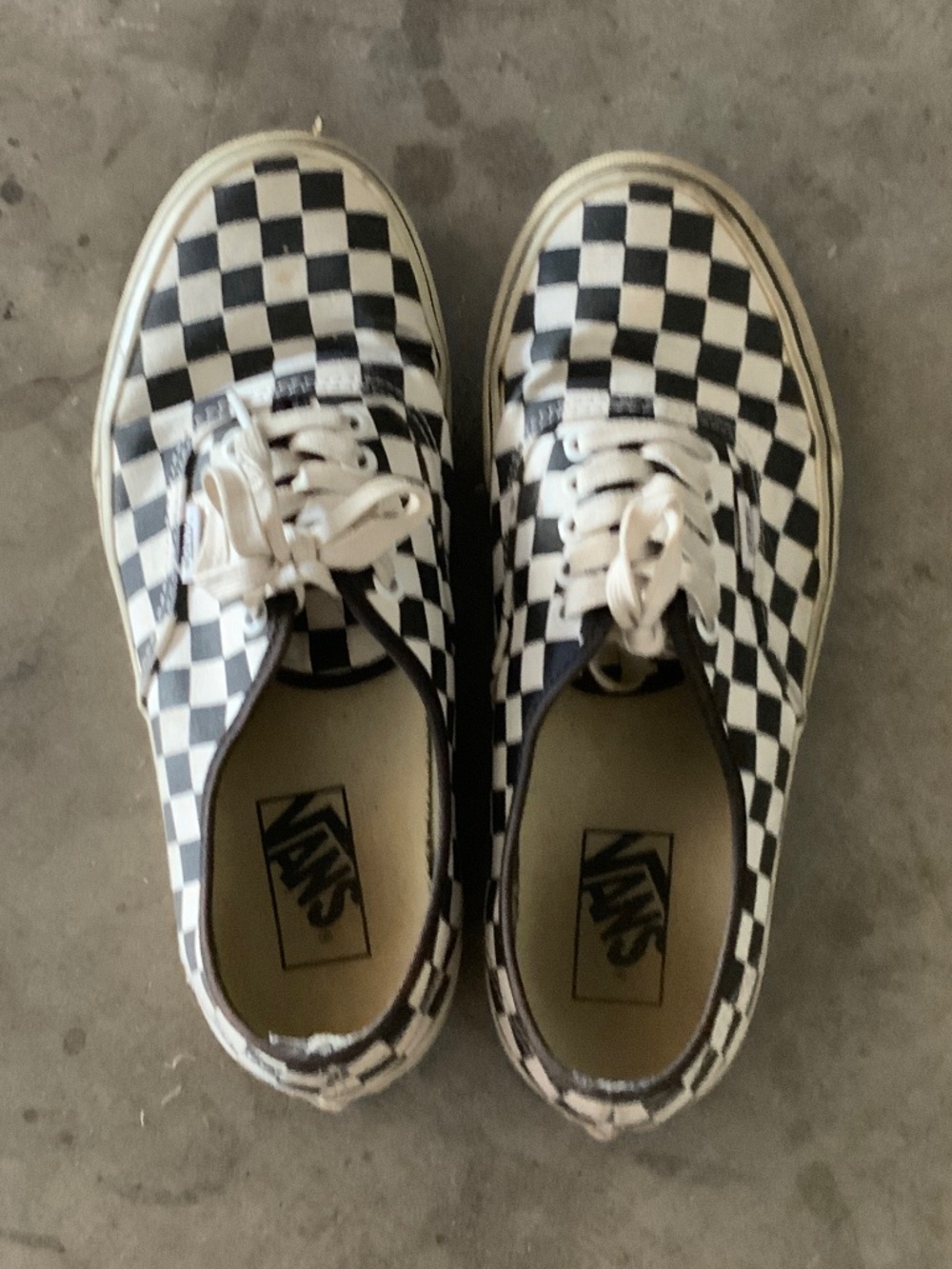 Black checkered Vans